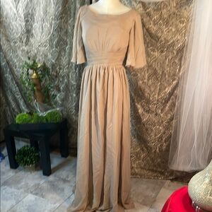 Chic Long Sleeve Beige Dress